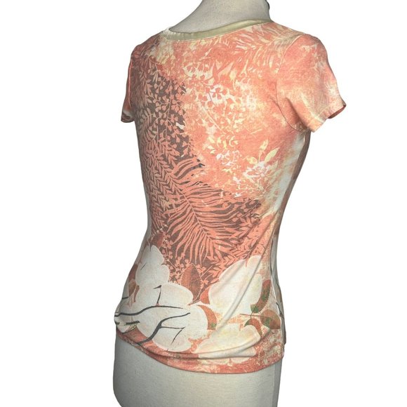 One World Live and Let Live Women's Top Size Small Short Sleeve Round Neck Silk - Picture 6 of 12